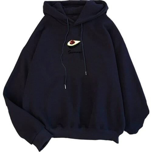 Autumn winter 2020 simple black avocado letter printing Harajuku long-sleeved thickened sweatshirt loose hoodie womens clothin