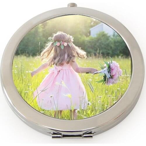 Custom Logo Girls Folding Makeup Mirror +Sublimation Plate 100/Lot