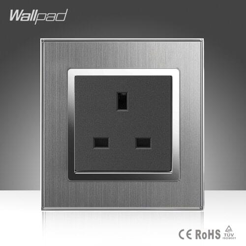 Manufacture Wallpad Hotel Home Luxury Stainess Steel Panel New 13A UK Standard Socket Wall Outlet Plug Socket Free Shipping
