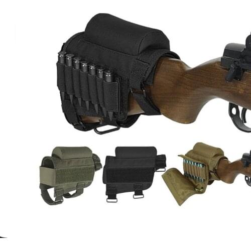 Adjustable Outdoor Tactical Butt Stock Rifle Cheek Rest Pouch Bullet Holder Nylon Riser Pad Ammo Cartridges Bag Army Green Brown