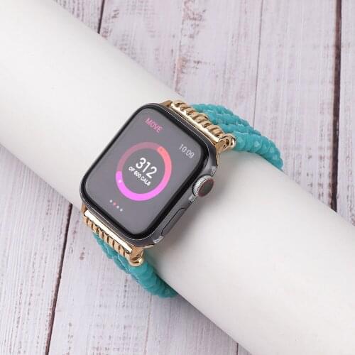 Watchband Solid Crystal Metal Buckle Belt Stylish Watch Strap for Apple Watch SE Series 6 5 4 Band 44mm 40mm 42mm 38mm Wristband
