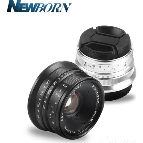 Black/Sliver 25mm F/1.8 HD MC Manual Focus Lens for Sony E NEX Mount Camera A7 A7R A7S A7RII A7SII A6300 A6000 NEX-7