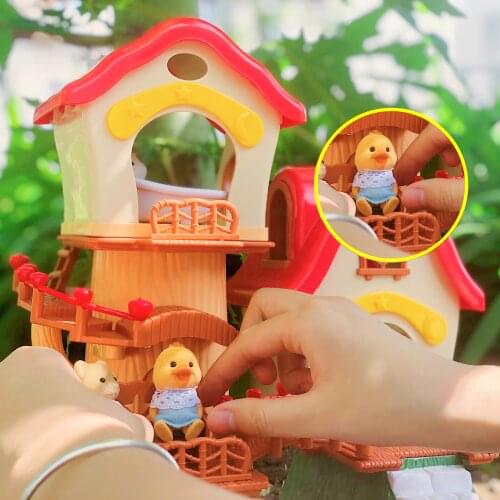 Forest Family 17 Flocking Play House Duck Cat 1/12 Animal Girl Dollhouse Simulation Koala Miniature Doll Set Scene Toy Gift