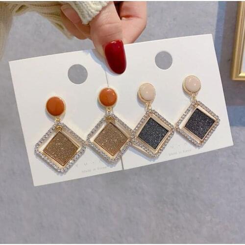 Exaggerated Big-name Hypoallergenic Earrings Fashion Wild Diamond Crystal Frosted Texture Long Earrings New Temperament Women