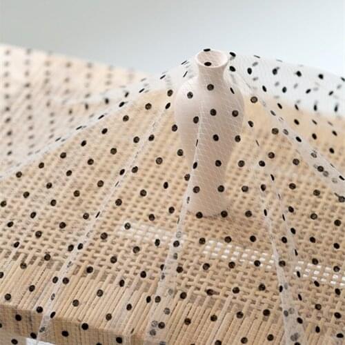 Light pink flocking polka dot net yarn wedding fabric lace mesh fabric transparent soft yarn thin handmade background cloth