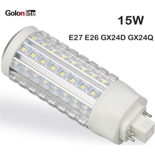 Golonlite g24 led 360 degree gx24 led lamp 15W replace pl-t 42w 4 pin 100-277VAC 220V 230V CE 3 years warranty factory price