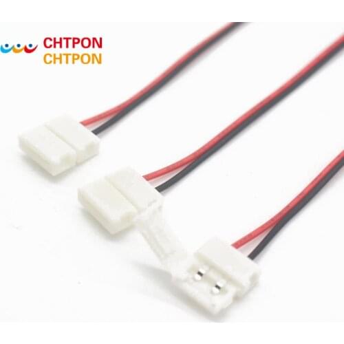 10mm 2pin LED strip connector wire for 5050,5630,5730 single color strip, free solder connector wire