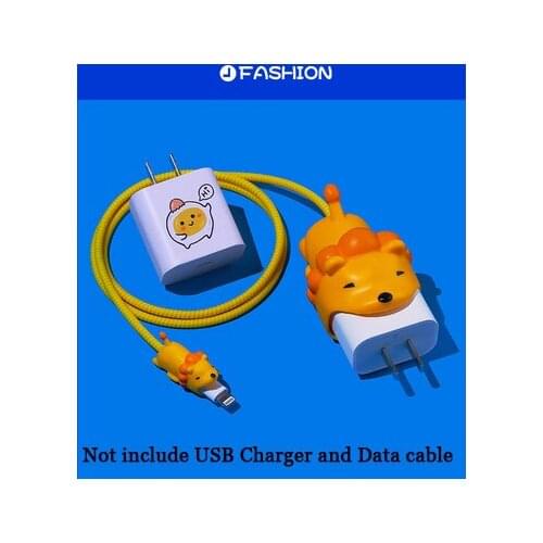 USB Cable Accessory Animal Bite Cable Protector For iPhone 12 11Pro Max 18W 20 W Charging USB Data Cable Spiral Protectors