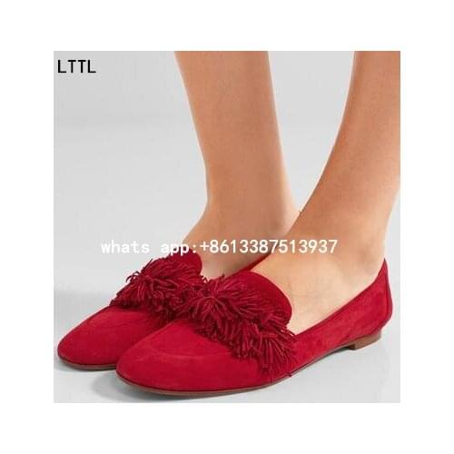 Spring 2017 New Brand Hot Fashion Women red/gray/red wine/army green/blue Tassel Fringed Slip On Casual Flat Shoes Flats Ladies
