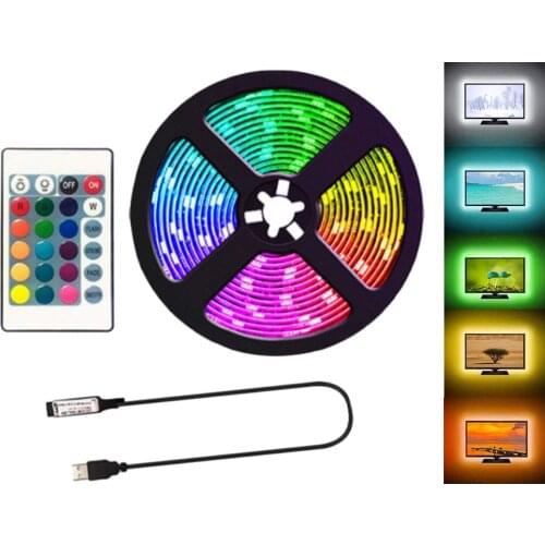 Waterproof LED Strip Lights 24 Key Remote Control LED Strip Lights Backlight for TV Room Kitchen Bar Party Decor