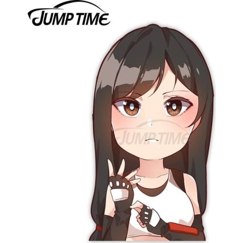 Jump Time 13 x 8.6cm Car Decor Tifa Cartoon Avatar Car Stickers Trunk Laptop Refrigerator Peeker Waterproof Vinyl Decoration