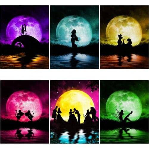 Cross Stitch Diamond Embroidery,"Colorful Moon & Cartoon Character" Patterns Full DIY 5D Diamond Painting Rhinestones Mosaic GT