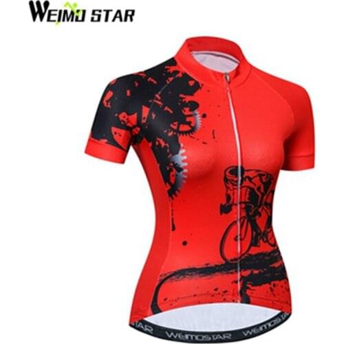 Weimostar Outdoor Cycling Jersey women Bike Jerseys 2018 road MTB bicycle Clothing Short Sleeve top Ropa Ciclismo maillot Red