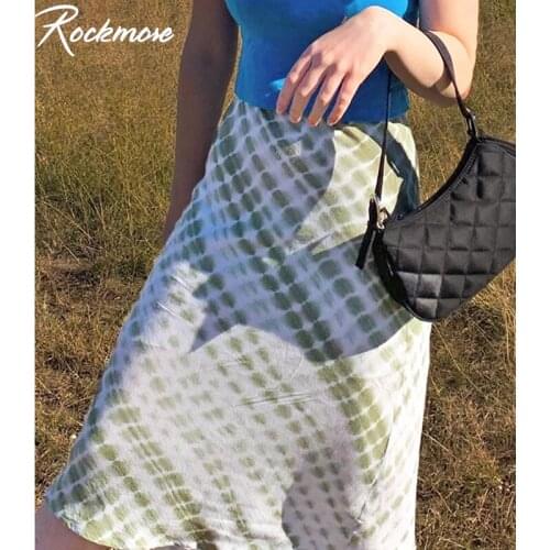 Rockmore Tie Dye Print Midi Skirt Y2K Aesthetic Long Skirts Bodycon High Waist Straight Skirts Streetwear Harajuku Outfits Fall