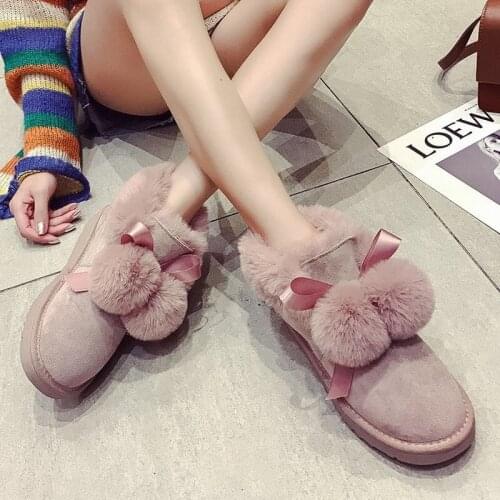 Women Boots Winter Snow Boots Hairball Space Boots Woman zapatos de mujer Non-Slip Fashion Female Shoes Plus Velvet Thick U11-02