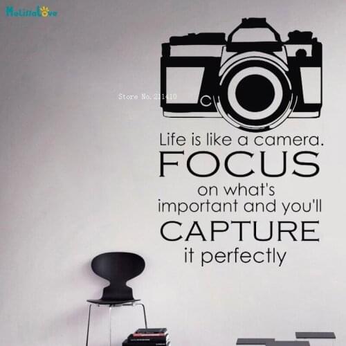 LIfe Is Like A Camera Focus On Whats Important And You'll Capture It Perfectly Wall Decals Quotes Vinyl Lettering YT2862