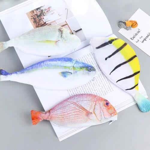 1 PC Creative Fish Shape Pencil Case Kawaii Korea Style Cloth Pencils Bags School Supplies Stationery Hot Pen Box