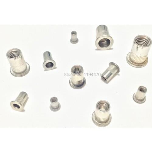 100pcs M6 Metric Thread 304 Stainless Steel Flat Head Rivet Nut Rivet Insert Nut Cap Rivnut
