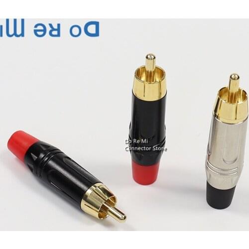 2pcs RCA Male Connector Gold Plated RCA Plug Jack Audio Speaker and video power amplifier audio diy