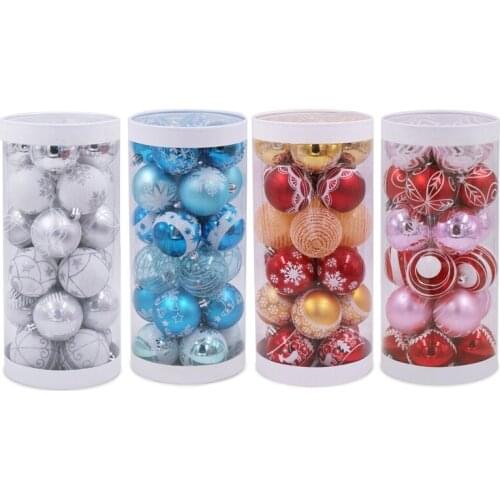 24pcs 6cm Christmas Balls Ornament Shatterproof Xmas Tree Hanging Bauble Decor