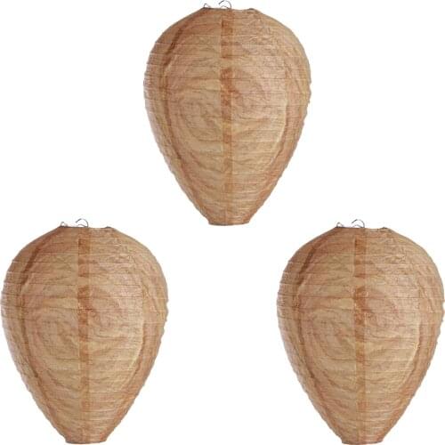 3Pcs Waterproof Wasp Nest Decoy Hornet Deterrents Non-Toxic Fake Nest Bee Decoy Deterrent Drive Beehive Lantern for Home