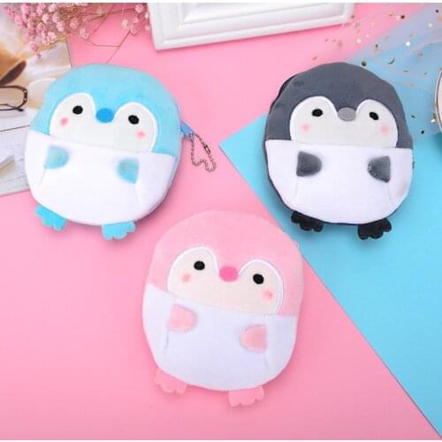 3 Styles Hot On Sale Kawaii Cartoon Penguin Children Plush Coin Bag Zipper Change Purse Wallet Kids Girl Women For Gift