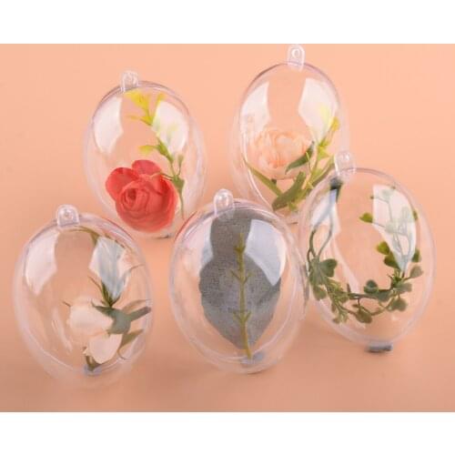 5 Pairs Clear Fillable DIY Decoration Bauble Ball Tree Ornament Elliptical Openable Egg-shaped Candy Box for Christmas Festivals