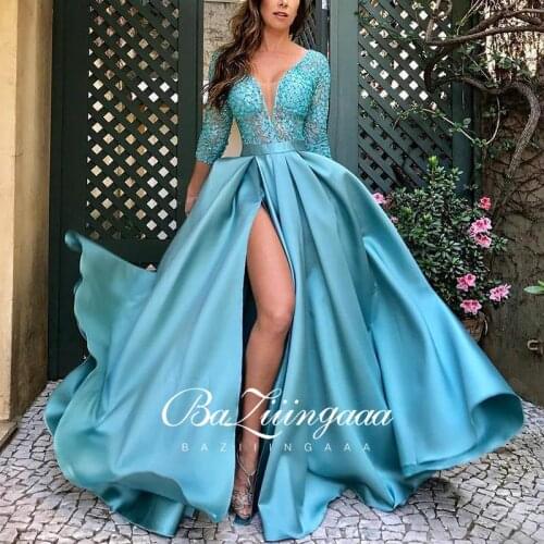 BAZIIINGAAA Luxury Woman Cocktail Dress Beaded Sequins Long Elegant Night Cocktail Party Formal Dresses for Wedding Plus Size