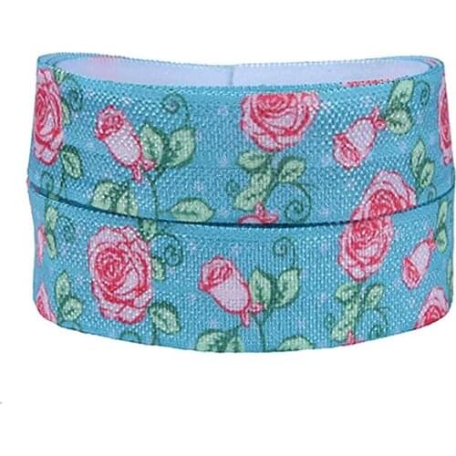Free shipping beautiful rose printed Valentine foe fold over elastic, 50 yards Valentine foe elastic ribbon