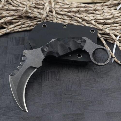 HS Tools Fixed Blade Claw Knife AUS-8 Steel Tactical Outdoor Karambit Knives Camping Survival Jungle Self Defense Knife