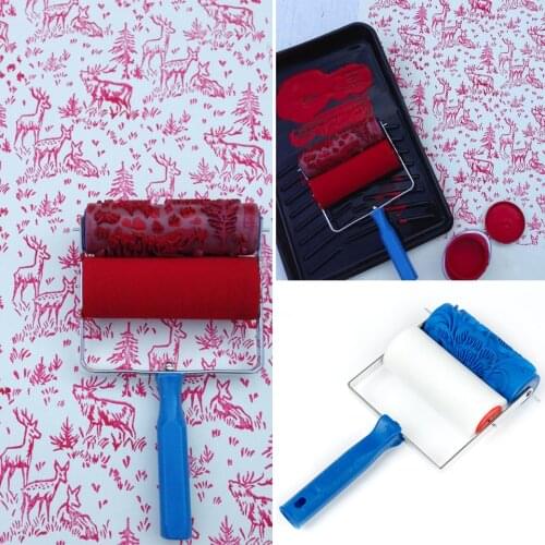 Wall Patterned Paint Rollers Decoration Painting Tools 5" Rubber Roller Brush Tool Sets 3D Pattern Wallpaper Room Paint Machine