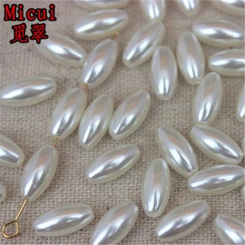 Micui 150pcs 6*12mm Ivory color Oval Imitation Pearls Beads Crafts Decoration for DIY Bracelets Necklaces clothing Making SM355C