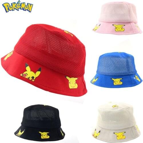 Pokemon Pikachu Cartoon Anime Fisherman Hat Sun Hat Boys and Girls Cute Summer Wild Style Sunscreen Travel Hat Free Shipping New