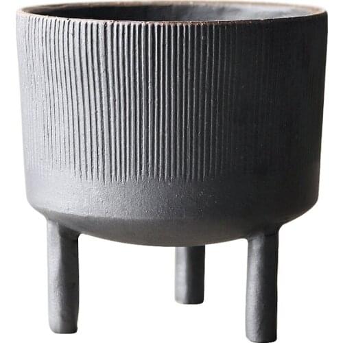 Handmade Stoneware Flower Arrangement Vase Retro Tall Ceramic Hydroponic Flower Pot Home Decoration Creative Decoration