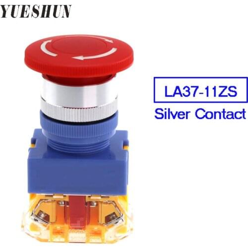 22mm Emergency stop 1NO 1NC push button switches mushroon red self locking power button lay37 lay7 Y090