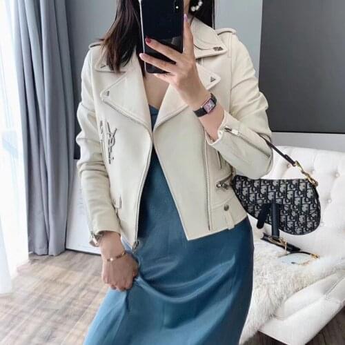 Short Coat Length Spring Women Locomotive Model New Zealand Imports Sheepskin Jacket Five-Pointed Star High Quality Outerwear