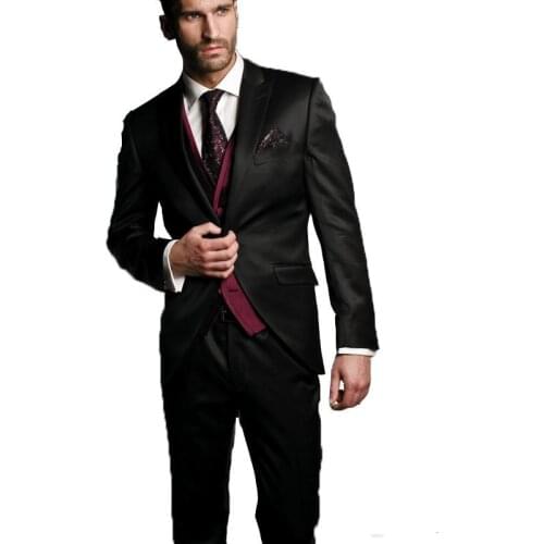 Handsome Groomsmen Peak Lapel Groom Tuxedos Mens Wedding Dress Man Jacket Blazer Prom Dinner (Jacket+Pants+Tie+Vest) A567