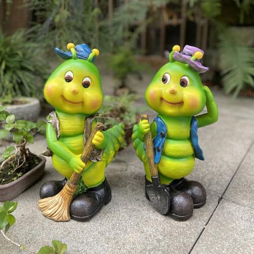Creative Cartoon Resin Simulation Caterpillar Sculpture Ornaments Home Outdoor Micro Landscape Craft Miniature Garden Decoration