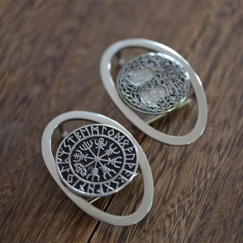 Langhong 1pcs Stainless Steel Tree of life and Vegvisir Clasps For Men Viking Clasps Taliman Jewelry