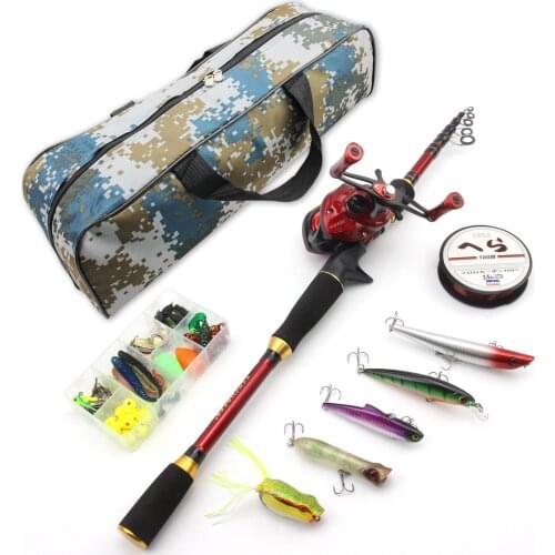 1 Set Telescopic Fishing Rod and Reel Combo Carbon Fiber Ultralight Casting 1.8-2.7m Pole Baitcasting Full Kits Fishing Tackle