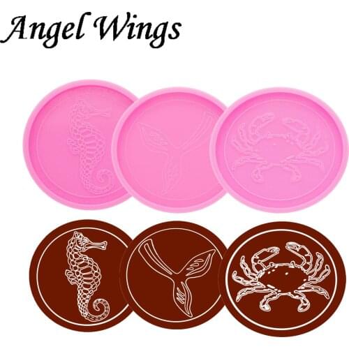 Shiny Starfish Conch Shell Geode Coaster Agate Resin Silicone Mold , Chocolate Molds , DIY Polymer Clay Mould DY0964