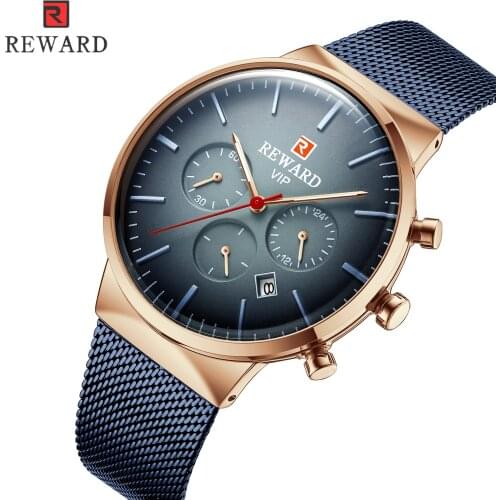 REWARD Top Brand Luxury Chronograph Mens Quartz Watches 2021 New Business Waterproof Luminous Watch Men Stainless Steel Clock