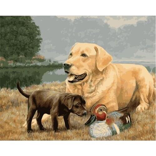 DIY Digital Painting By Numbers Retriever oil painting mural Kits Coloring Wall Art Picture Gift frameless