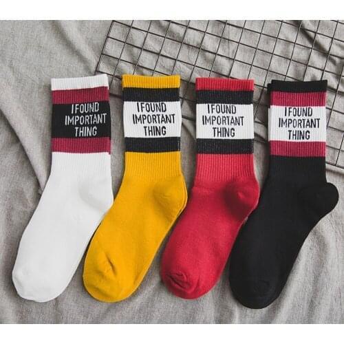 5Pairs/Lot Women Men Cotton Socks Letters Important Thing Lovers Female Color Spring Street Skateboard Crew Solid Casual