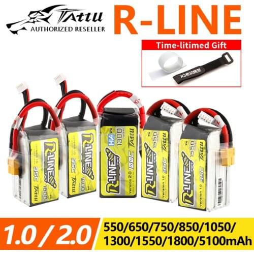 Tattu R-Line GensAce 1.0 2.0 LiPo Rechargeable Battery 550/650/750/850/1050/1300/1550/1800mah 95C 3S 4S 6S for RC FPV Racing
