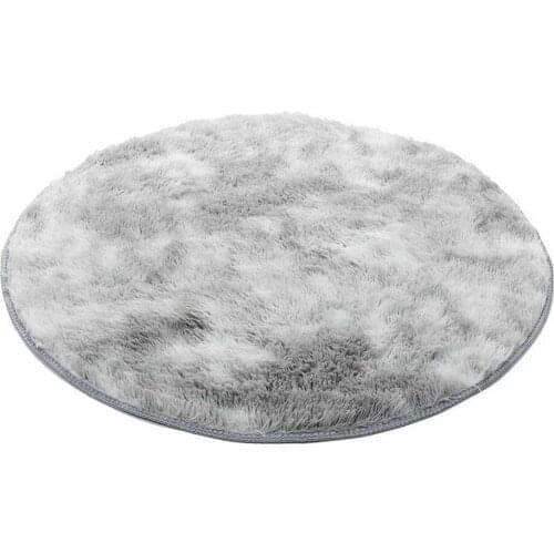 Simple Long Hair Carpet Washable Round Tie-dye Carpet Living Room Bedroom Bedside Carpet Gradient Color Rug Personality Blanket