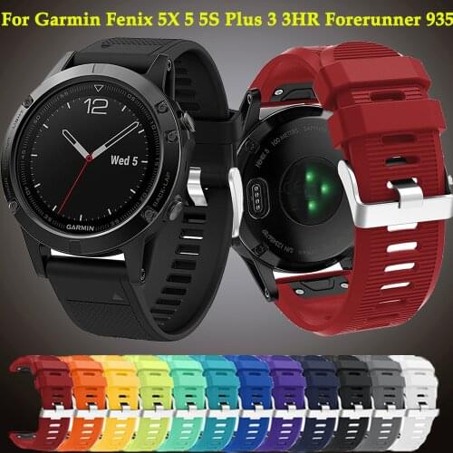 Wristband For Garmin Fenix 5X 5 5S Plus 3 3HR Forerunner 935 watch GPS 26 22 20MM Quick Release Silicone Easy fit Sport strap