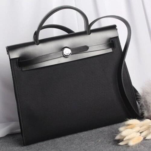 Luxury designer Genuine Leather handbag women canvas OL tote Bag brand ladies hand bags Female shoulder Messenger Bag sac femme