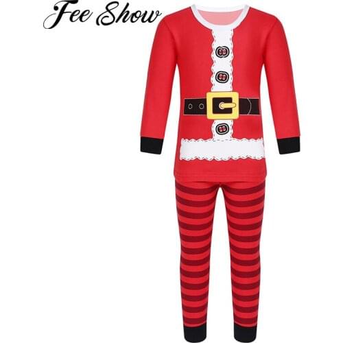 Christmas Xmas Kids Pajamas Baby Boys Clothes Girl Sleepwear Children Santa Claus Sets Baby Christmas Cartoon Clothes Sets