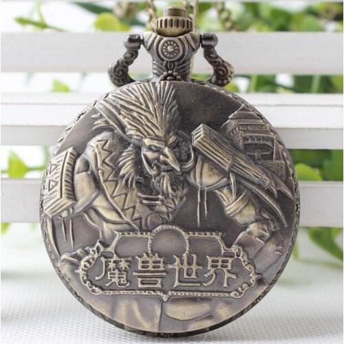 World of warcraft Bronze antiques Modern clock Good quality quartz men and woman pocket watches gift